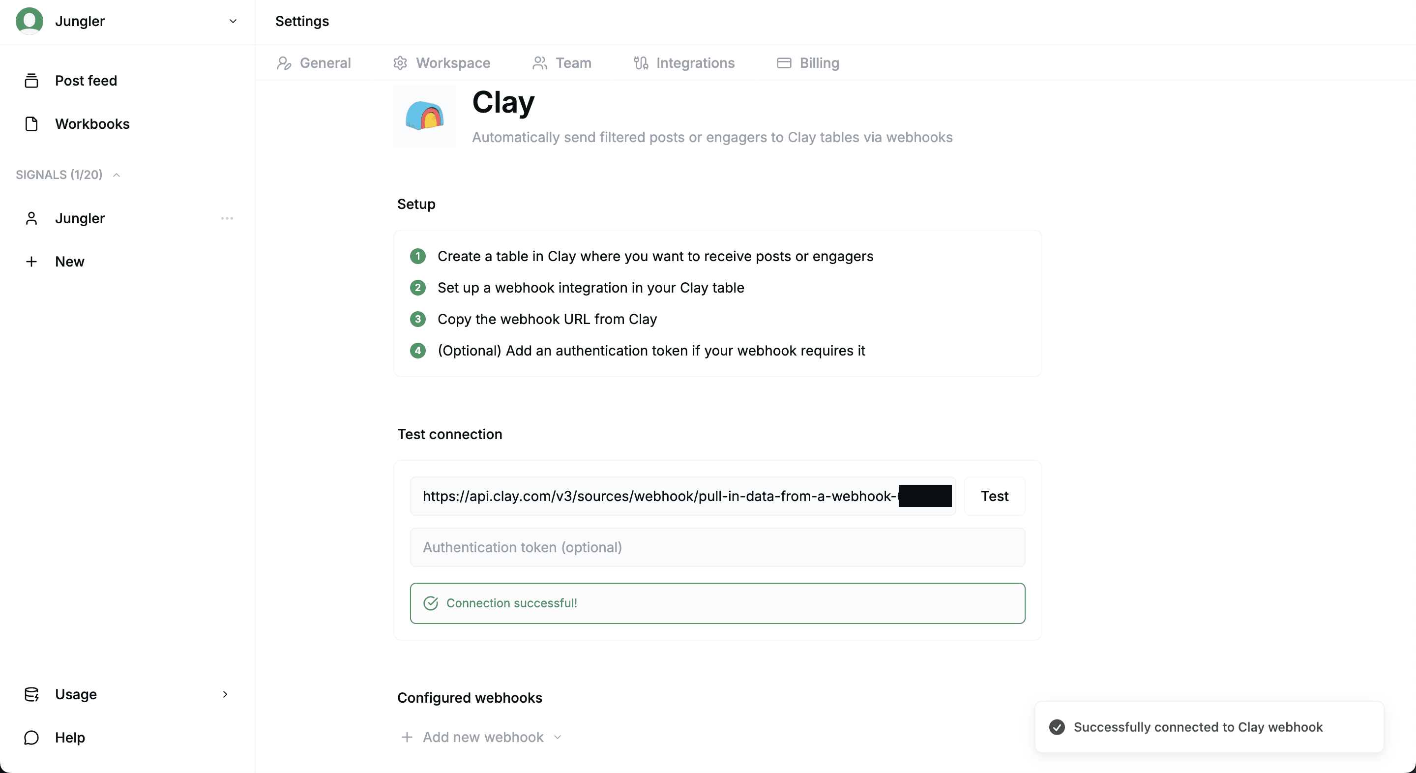 Testing the Clay connection