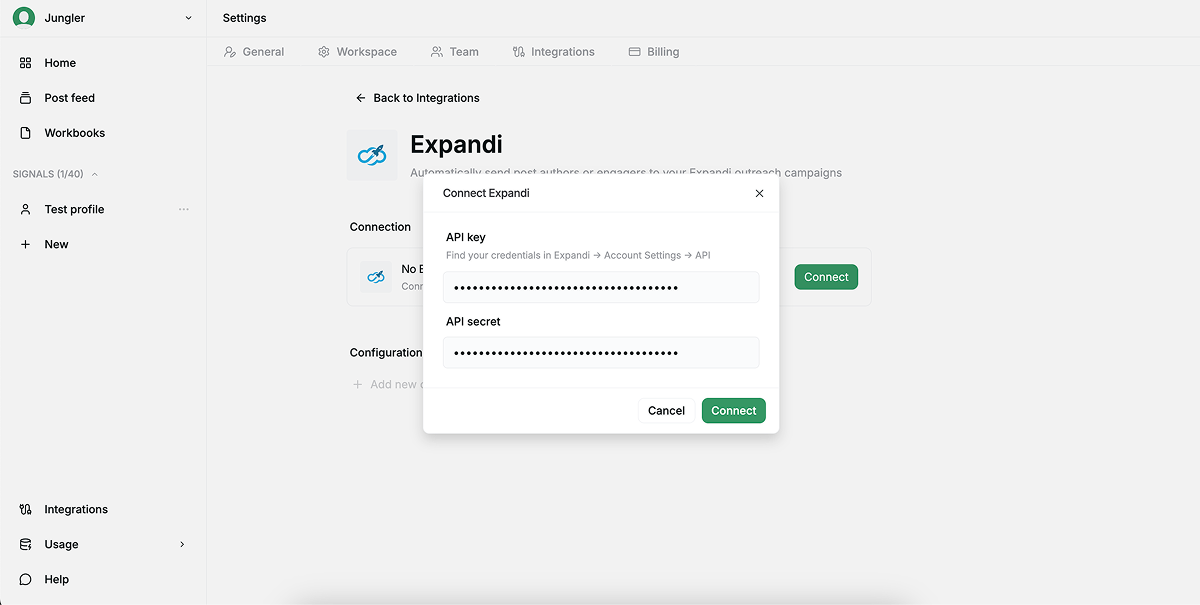 Connect Expandi in Jungler
