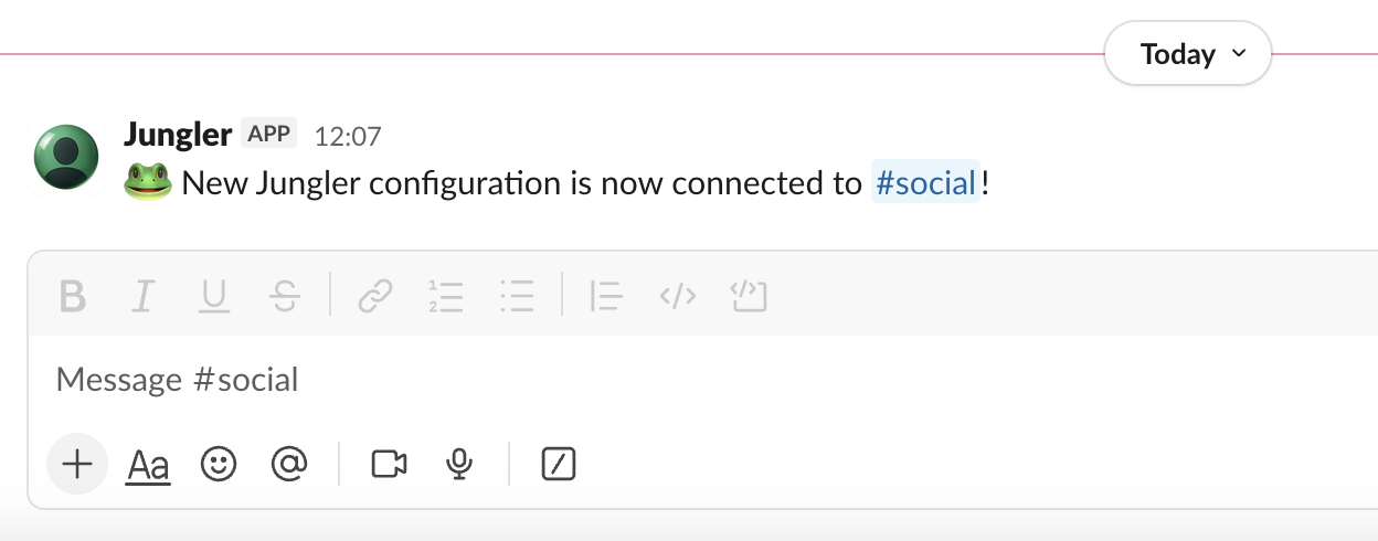 Slack confirmation message